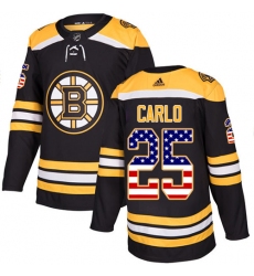 Youth Adidas Boston Bruins #25 Brandon Carlo Authentic Black USA Flag Fashion NHL Jersey