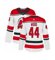Women's Adidas New Jersey Devils #44 Miles Wood Authentic White Alternate NHL Jersey