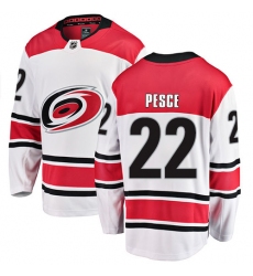 Youth Carolina Hurricanes #22 Brett Pesce Fanatics Branded White Away Breakaway NHL Jersey
