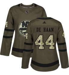 Women's Adidas New York Islanders #44 Calvin de Haan Authentic Green Salute to Service NHL Jersey