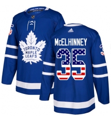 Men's Adidas Toronto Maple Leafs #35 Curtis McElhinney Authentic Royal Blue USA Flag Fashion NHL Jersey