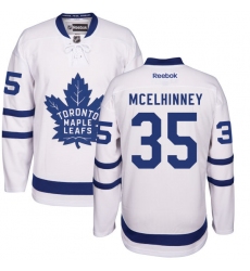 Men's Reebok Toronto Maple Leafs #35 Curtis McElhinney Authentic White Away NHL Jersey