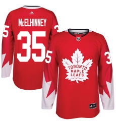 Youth Adidas Toronto Maple Leafs #35 Curtis McElhinney Authentic Red Alternate NHL Jersey