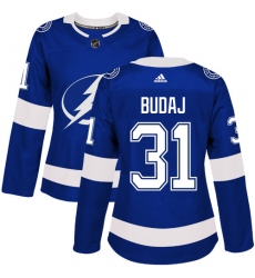 Women's Adidas Tampa Bay Lightning #31 Peter Budaj Authentic Royal Blue Home NHL Jersey