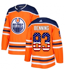 Youth Adidas Edmonton Oilers #83 Matt Benning Authentic Orange USA Flag Fashion NHL Jersey