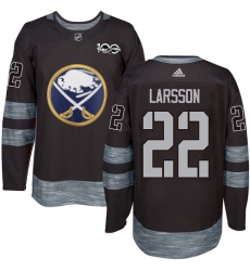 Men's Adidas Buffalo Sabres #22 Johan Larsson Authentic Black 1917-2017 100th Anniversary NHL Jersey