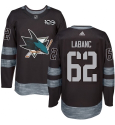 Men's Adidas San Jose Sharks #62 Kevin Labanc Authentic Black 1917-2017 100th Anniversary NHL Jersey