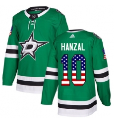 Men's Adidas Dallas Stars #10 Martin Hanzal Authentic Green USA Flag Fashion NHL Jersey