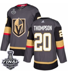 Men's Adidas Vegas Golden Knights #20 Paul Thompson Premier Gray Home 2018 Stanley Cup Final NHL Jersey