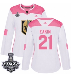 Women's Adidas Vegas Golden Knights #21 Cody Eakin Authentic White/Pink Fashion 2018 Stanley Cup Final NHL Jersey