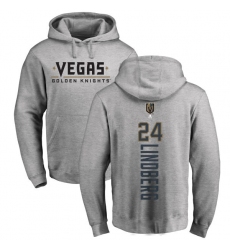 NHL Adidas Vegas Golden Knights #24 Oscar Lindberg Gray Backer Pullover Hoodie
