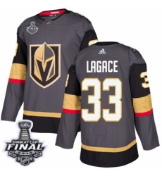 Youth Adidas Vegas Golden Knights #33 Maxime Lagace Authentic Gray Home 2018 Stanley Cup Final NHL Jersey