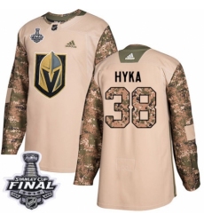 Men's Adidas Vegas Golden Knights #38 Tomas Hyka Authentic Camo Veterans Day Practice 2018 Stanley Cup Final NHL Jersey