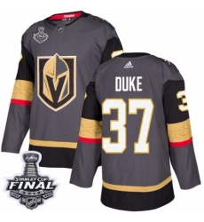 Men's Adidas Vegas Golden Knights #37 Reid Duke Premier Gray Home 2018 Stanley Cup Final NHL Jersey