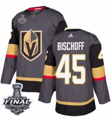 Youth Adidas Vegas Golden Knights #45 Jake Bischoff Authentic Gray Home 2018 Stanley Cup Final NHL Jersey