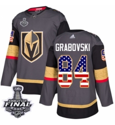 Men's Adidas Vegas Golden Knights #84 Mikhail Grabovski Authentic Gray USA Flag Fashion 2018 Stanley Cup Final NHL Jersey