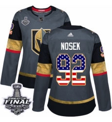 Women's Adidas Vegas Golden Knights #92 Tomas Nosek Authentic Gray USA Flag Fashion 2018 Stanley Cup Final NHL Jersey