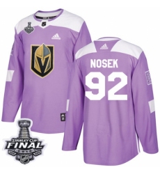 Youth Adidas Vegas Golden Knights #92 Tomas Nosek Authentic Purple Fights Cancer Practice 2018 Stanley Cup Final NHL Jersey