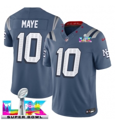 Men's New England Patriots #10 Drake Maye Storm Blue 2025 F.U.S.E. Super Bowl LX “Rivalries” Vapor Limited Football Stitched Jersey
