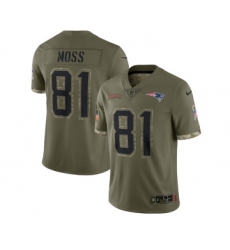 Men's New England Patriots #81 Randy Moss 2022 Olive Salute To Service Limited Stitched Jersey