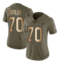 Women's Nike New England Patriots #70 Adam Butler Limited Olive/Gold 2017 Salute to Service NFL Jersey