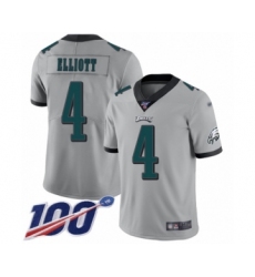Men's Philadelphia Eagles #4 Jake Elliott Limited Silver Inverted Legend 100th Season Football Jersey