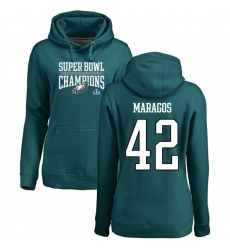 Women's Nike Philadelphia Eagles #42 Chris Maragos Green Super Bowl LII Champions Pullover Hoodie
