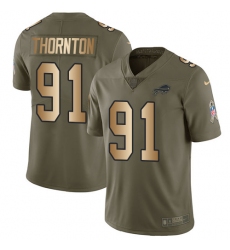 Men's Nike Buffalo Bills #91 Cedric Thornton Limited Olive/Gold 2017 Salute to Service NFL Jersey