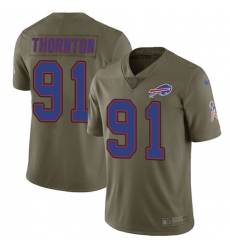 Youth Nike Buffalo Bills #91 Cedric Thornton Limited Olive 2017 Salute to Service NFL Jersey