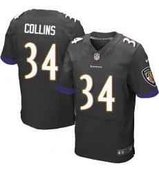 Men's Nike Baltimore Ravens #34 Alex Collins Elite Black Alternate NFL Jersey