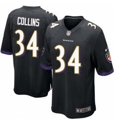 Men's Nike Baltimore Ravens #34 Alex Collins Game Black Alternate NFL Jersey