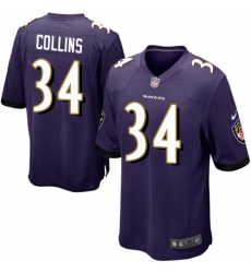 Men's Nike Baltimore Ravens #34 Alex Collins Game Purple Team Color NFL Jersey