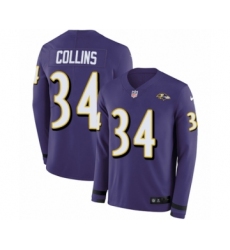 Youth Nike Baltimore Ravens #34 Alex Collins Limited Purple Therma Long Sleeve NFL Jersey
