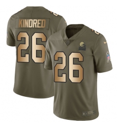 Youth Nike Cleveland Browns #26 Derrick Kindred Limited Olive/Gold 2017 Salute to Service NFL Jersey