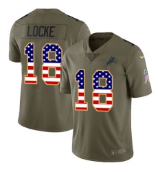 Youth Nike Detroit Lions #18 Jeff Locke Limited Olive/USA Flag Salute to Service NFL Jersey