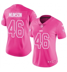 Women's Nike New York Giants #46 Calvin Munson Limited Pink Rush Fashion NFL Jersey