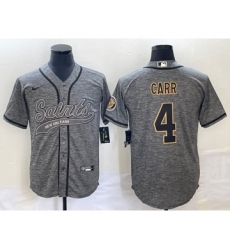 Men's New Orleans Saints #4 Derek Carr Grey Gridiron Cool Base Stitched Baseball Jersey