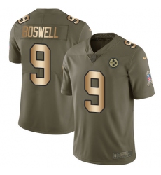 Youth Nike Pittsburgh Steelers #9 Chris Boswell Limited Olive/Gold 2017 Salute to Service NFL Jersey