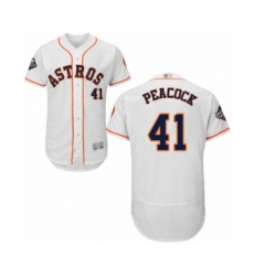 Men's Houston Astros #41 Brad Peacock White Home Flex Base Authentic Collection 2019 World Series Bound Baseball Jersey