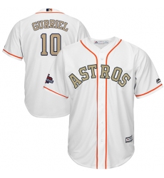 Men's Majestic Houston Astros #10 Yuli Gurriel Replica White 2018 Gold Program Cool Base MLB Jersey