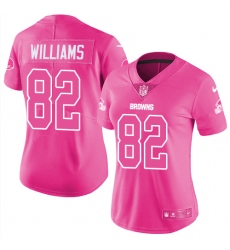 Women's Nike Cleveland Browns #82 Kasen Williams Limited Pink Rush Fashion NFL Jersey