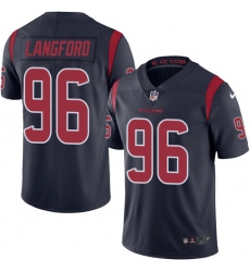 Men's Nike Houston Texans #96 Kendall Langford Elite Navy Blue Rush Vapor Untouchable NFL Jersey