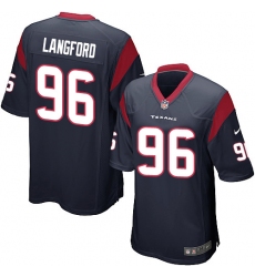 Men's Nike Houston Texans #96 Kendall Langford Game Navy Blue Team Color NFL Jersey