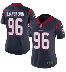 Women's Nike Houston Texans #96 Kendall Langford Navy Blue Team Color Vapor Untouchable Elite Player NFL Jersey
