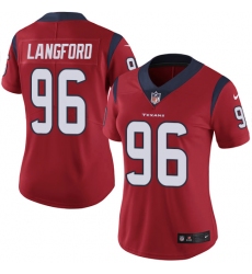 Women's Nike Houston Texans #96 Kendall Langford Red Alternate Vapor Untouchable Limited Player NFL Jersey