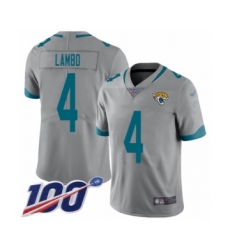 Youth Jacksonville Jaguars #4 Josh Lambo Silver Inverted Legend Limited 100th Season Football Jersey