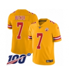 Youth Kansas City Chiefs #7 Harrison Butker Limited Gold Inverted Legend 100th Season Football Jersey