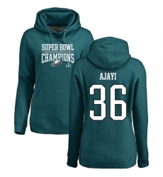 Women's Nike Philadelphia Eagles #36 Jay Ajayi Green Super Bowl LII Champions Pullover Hoodie