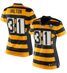 Women's Nike Pittsburgh Steelers #31 Mike Hilton Limited Yellow/Black Alternate 80TH Anniversary Throwback NFL Jersey