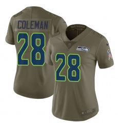 Women's Nike Seattle Seahawks #28 Justin Coleman Limited Olive 2017 Salute to Service NFL Jersey